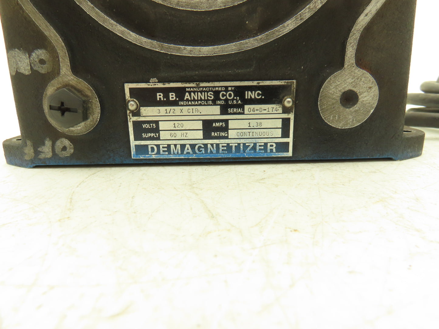 RB Annis 3 1/2 X Cir Circular Demagnetizer Machinist 120V 3.5" ID Continuous