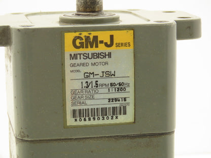 Mitsubishi GM-JSW Gear Motor 1200:1 Ratio 60W 100V 1PH 1.5rpm Output