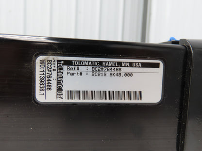 Tolomatic BC215 SK48 Pneumatic Band Linear Cylinder 48" Stroke Rodless