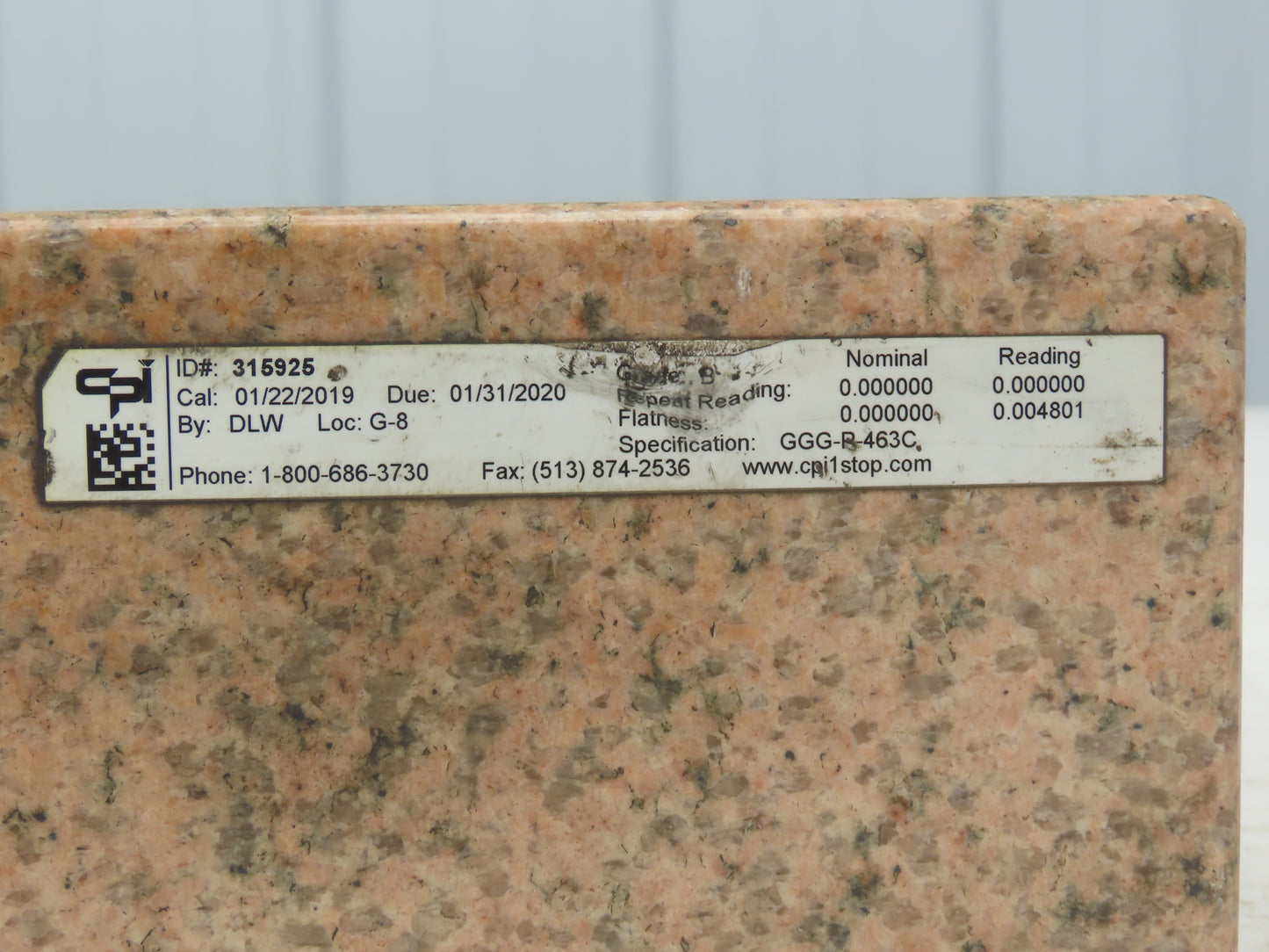 Starrett Crystal Pink Toolroom Granite Surface Plate 18x24x4" Out of Gauge