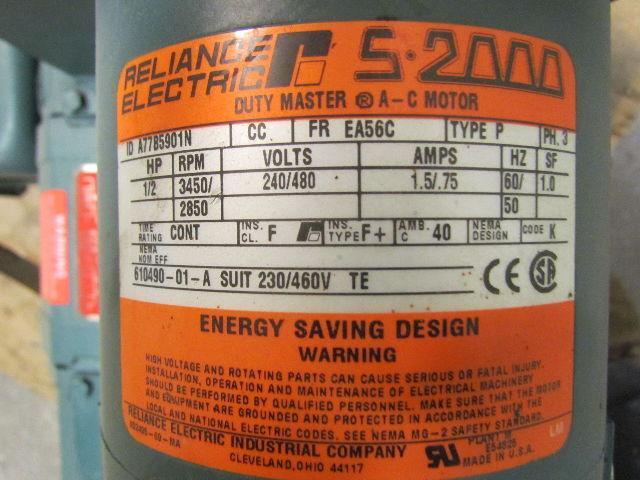 Reliance Electric 01KL511039-HCT2 L1342A 20HP 460V AC Spindle Motor