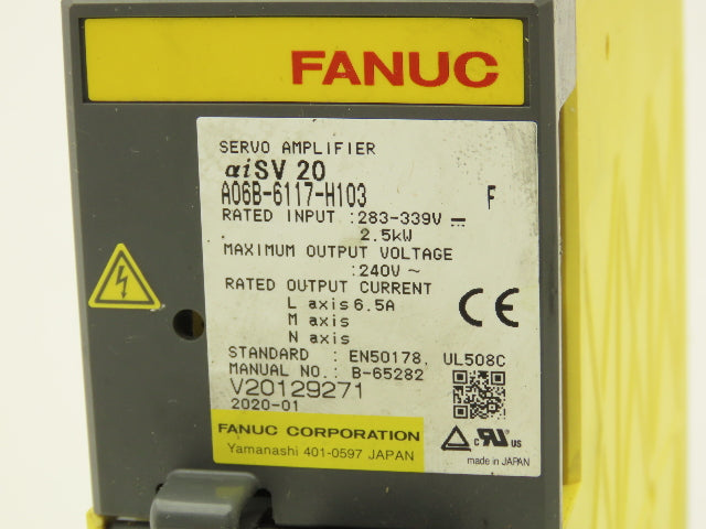 Fanuc A06B-6117-H103 Servo Amplifier 2.5kW 283-339V Input 240V Output Ver F