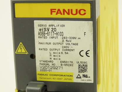 Fanuc A06B-6117-H103 Servo Amplifier 2.5kW 283-339V Input 240V Output Ver F