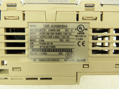 Yaskawa Compact Variable Frequency Drive 240V 3Ph In 0-240V 0-400Hz 0.4kW Out