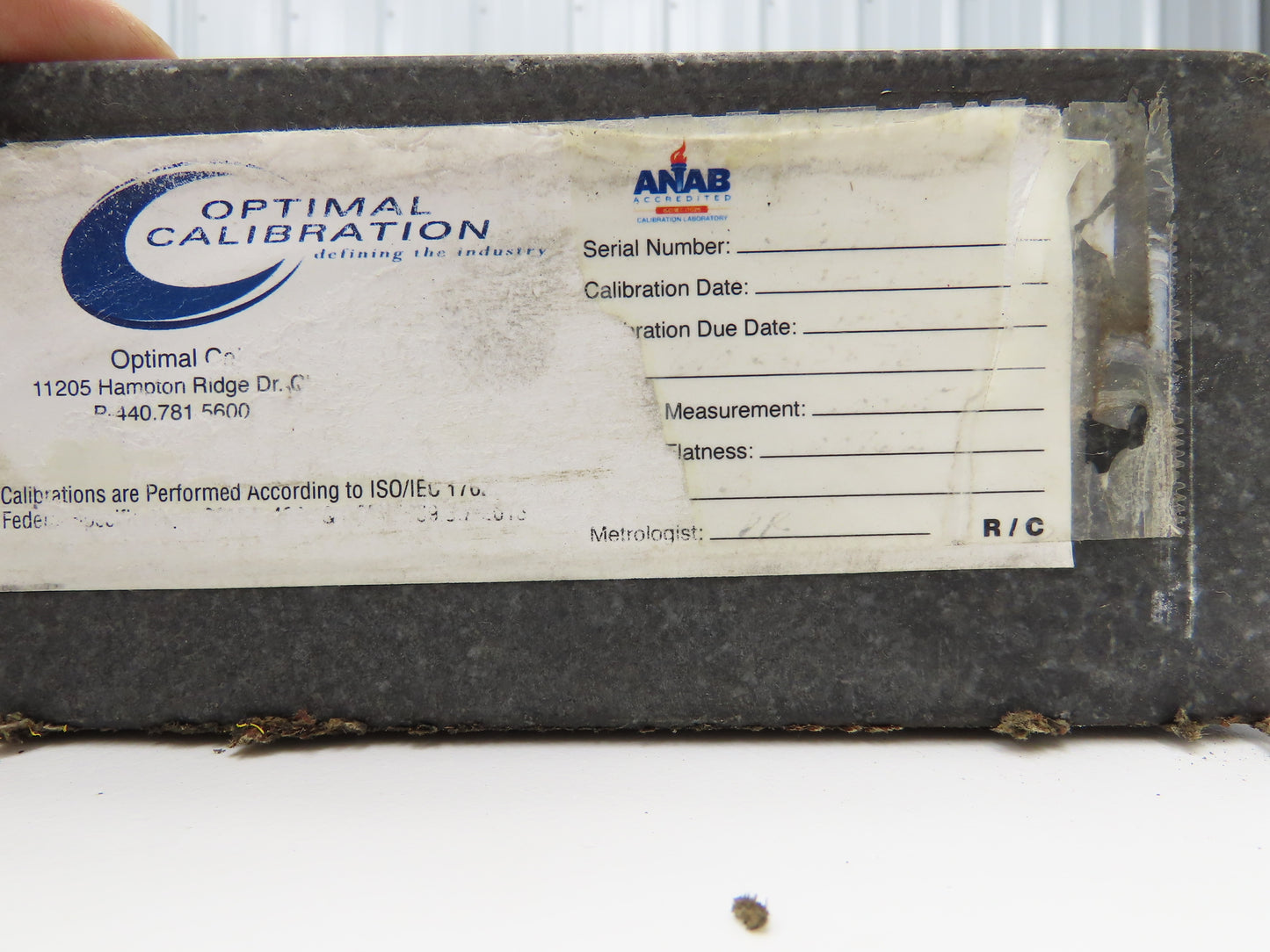 Standridge Granite Surface Inspection Plate 24 x 24 x 3" Mounting Studs