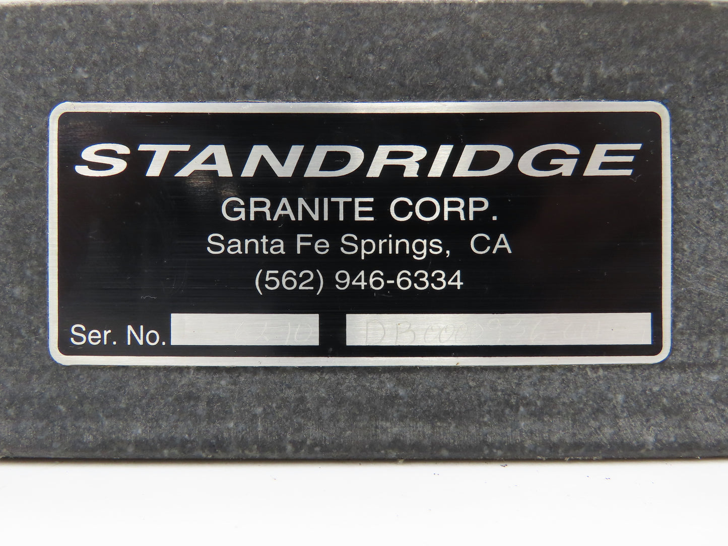 Standridge Granite Surface Inspection Plate 24 x 24 x 3" Mounting Studs