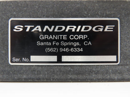 Standridge Granite Surface Inspection Plate 24 x 24 x 3" Mounting Studs
