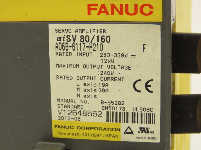 Fanuc A06B-6117-H210 Servo Drive Amplifier Module 13kW 240V aiSV 80/160 Rev F