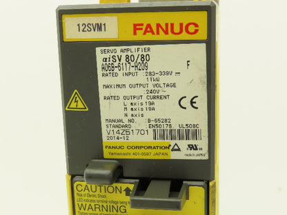 Fanuc A06B-6117-H209 Servo Drive Amplifier Module 11kW 240V aiSV 80/80 Rev F