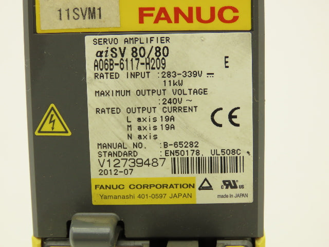 Fanuc A06B-6117-H209 Servo Drive Amplifier Module 11kW 240V aiSV 80/80 Rev E