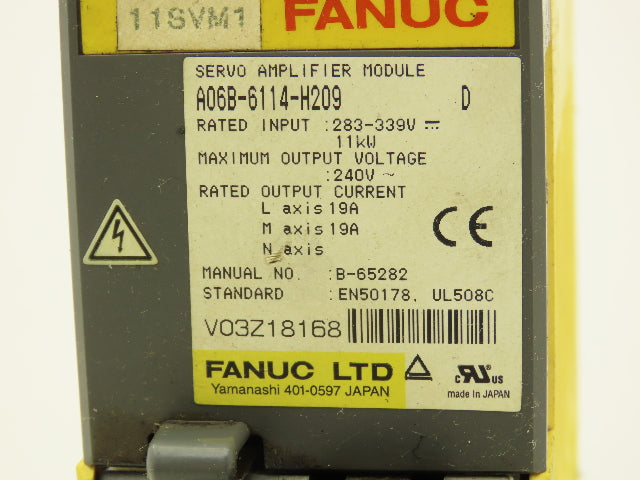 Fanuc A06B-6114-H209 Servo Drive Amplifier Module 11kW 240V Rev D