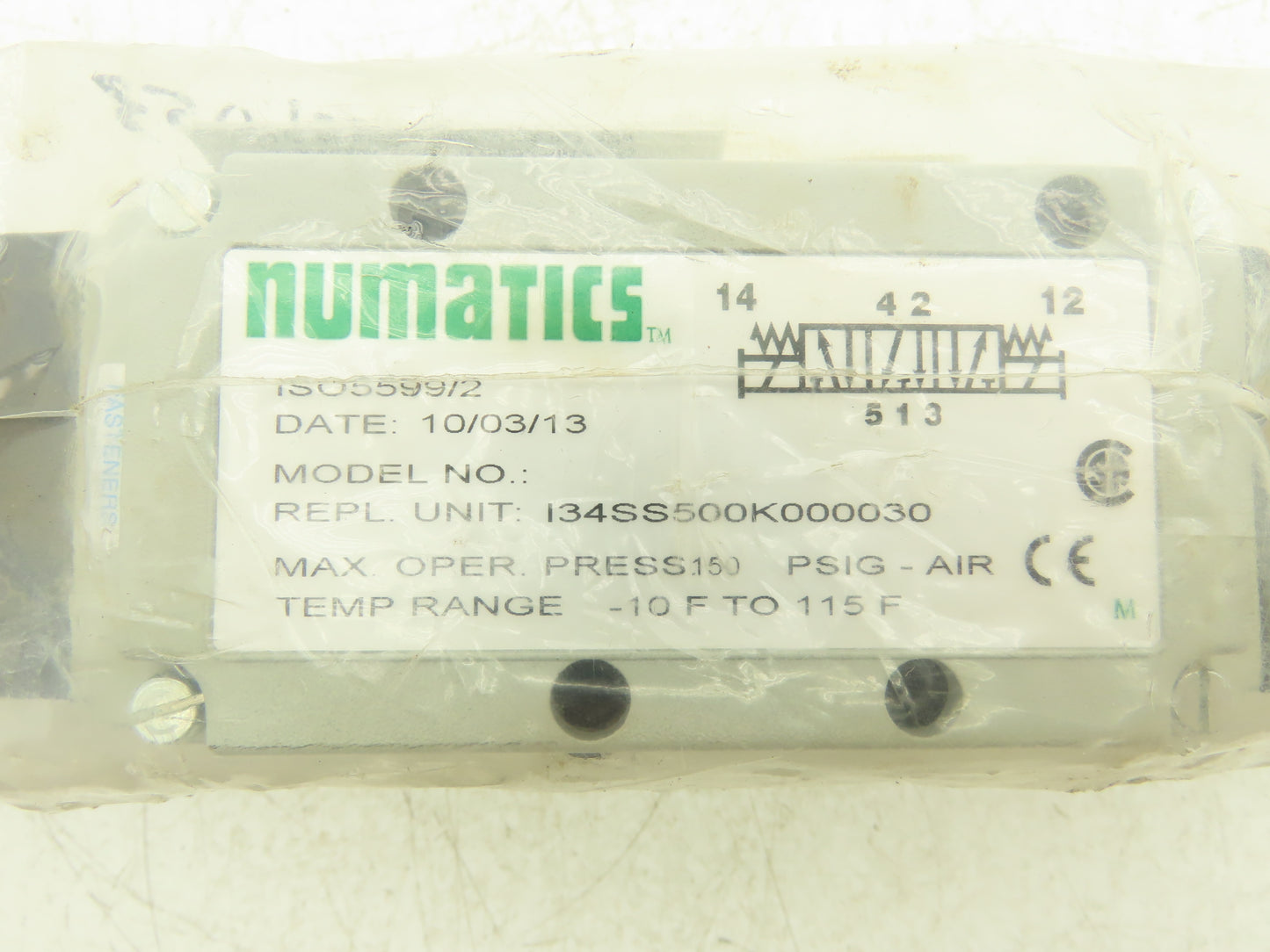 Numatics I34SS500K000030 Pneumatic Dual Solenoid Valve 3/4 Way 150 PSI 120VAC