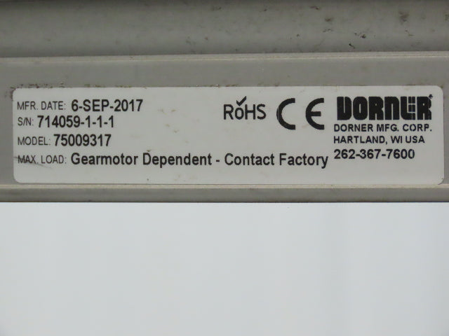 Dorner 2200 6"W x 8'L Low Profile Mini Belt Conveyor 115V Variable Speed 3-65FPM