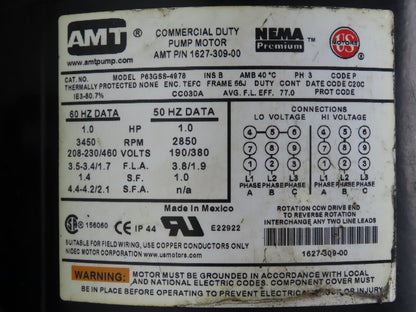 AMT 285J-95 Self Priming Centrifugal Pump 1.25" NPT 78gpm 1Hp 230/460V 3PH