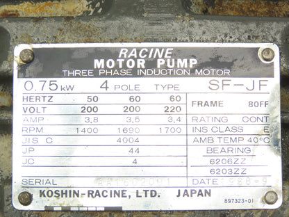 Racine PSM-PSA0-07CR-T33F1 Variable Vane Hydraulic Oil Pump .75kw 220V 3PH Motor