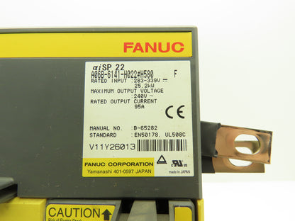 Fanuc A06B-6141-H022#H580 Servo Drive Amplifier Module 25.2kW 240V Rev F aiSP 22