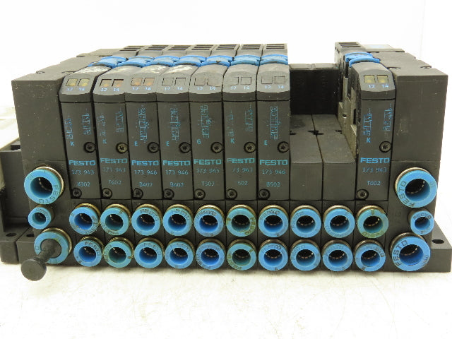Festo 173943/173945/173946 CPA14-VI Air Solenoid 10-Valve Manifold w/CPX Modules