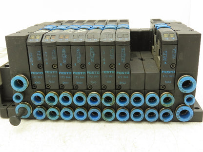 Festo 173943/173945/173946 CPA14-VI Air Solenoid 10-Valve Manifold w/CPX Modules