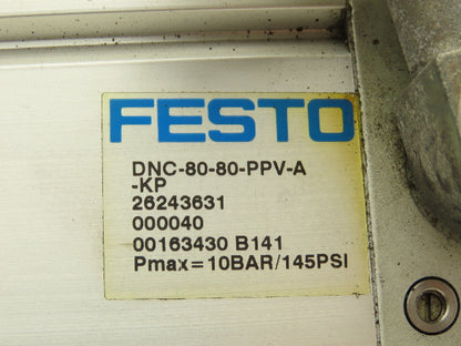 Festo DNC-80-80-PPV-A-KP Pneumatic Air Cylinder 80mm x 80mm Stroke w/Rod Clamp
