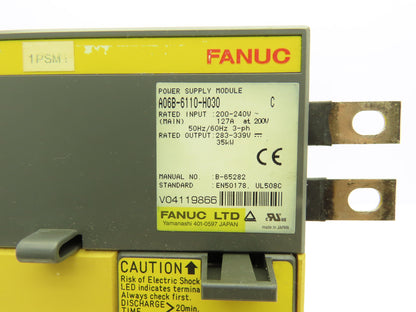 Fanuc A06B-6110-H030 Servo Drive Power Supply Module 35kW 283-339V Rev C *Read