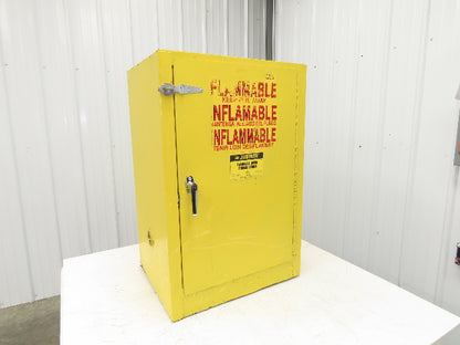 Flammable Safety Cabinet 12 Gal Yellow Manual Close No Shelf