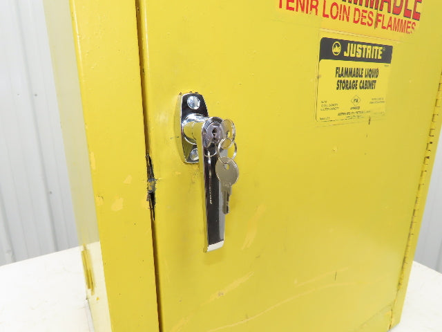 Flammable Safety Cabinet 12 Gal Yellow Manual Close No Shelf