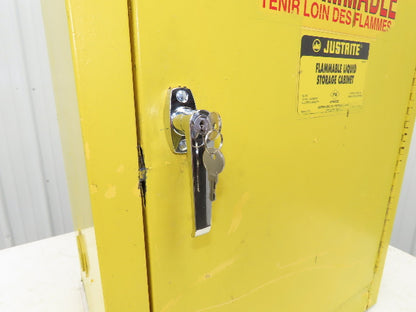 Flammable Safety Cabinet 12 Gal Yellow Manual Close No Shelf