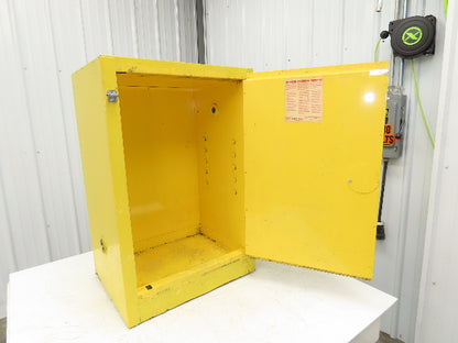 Flammable Safety Cabinet 12 Gal Yellow Manual Close No Shelf