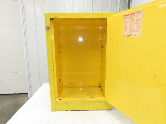 Flammable Safety Cabinet 12 Gal Yellow Manual Close No Shelf