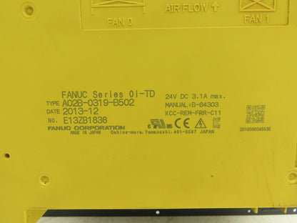 Fanuc A02B-0319-D541 CNC 0i-TD HMI Control Panel Display Monitor A02B-0319-B502