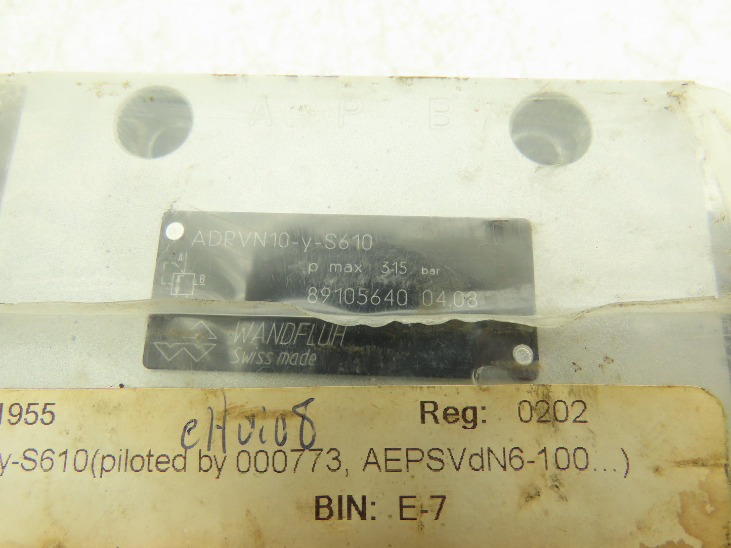 Wandfluh ADRVN10-y-S610 Hydraulic Valve 315Bar