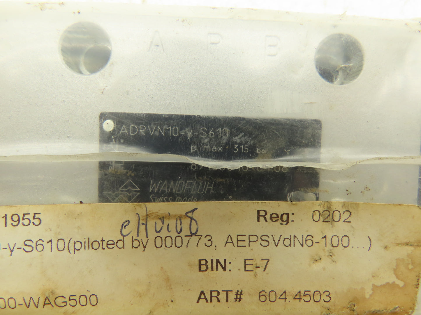 Wandfluh ADRVN10-y-S610 Hydraulic Valve 315Bar