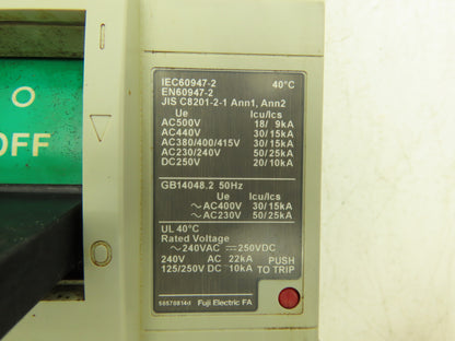 Fuji BW400EAGU 3 Pole Circuit Breaker 300 Amp 690V 250VDC Thru-Door Disconnect