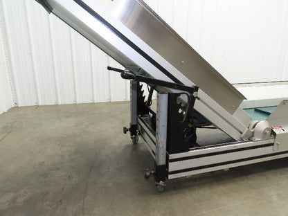 Crizaf LTCM Adj Incline Portable Parts Conveyor Cleated Belt 16"W 10' 9"L 90VDC