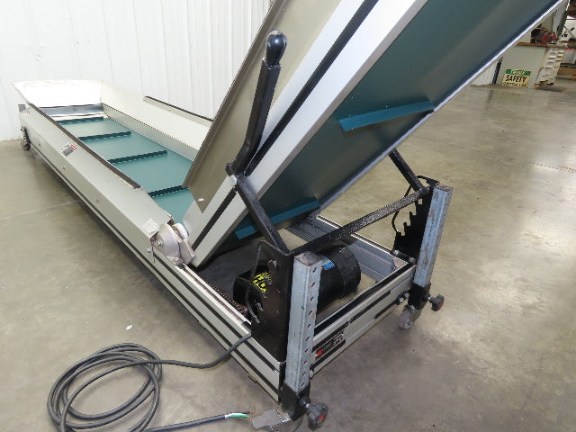 Crizaf LTCM Adj Incline Portable Parts Conveyor Cleated Belt 16"W 10' 9"L 90VDC