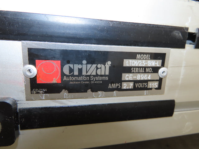 Crizaf LTCM Adj Incline Portable Parts Conveyor Cleated Belt 16"W 10' 9"L 90VDC
