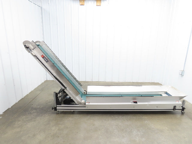 Crizaf LTCM Adj Incline Portable Parts Conveyor Cleated Belt 16"W 10' 9"L 90VDC