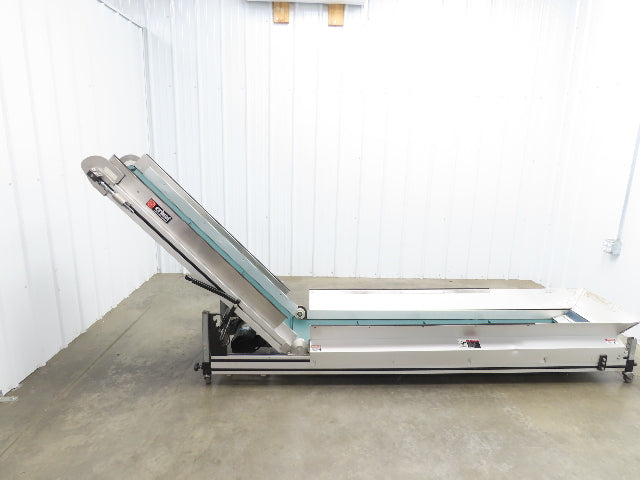 Crizaf LTCM Adj Incline Portable Parts Conveyor Cleated Belt 16"W 10' 9"L 90VDC