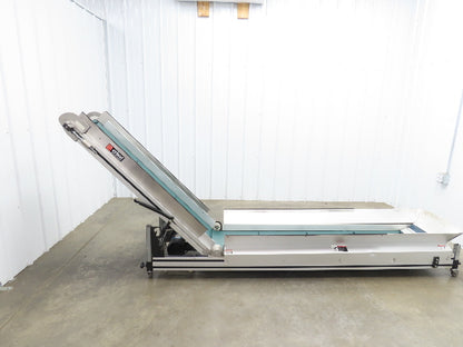 Crizaf LTCM Adj Incline Portable Parts Conveyor Cleated Belt 16"W 10' 9"L 90VDC