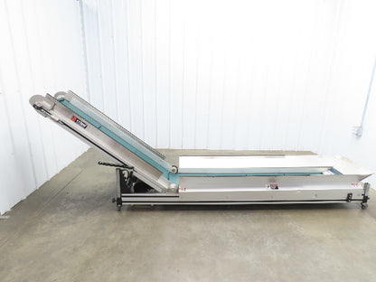 Crizaf LTCM Adj Incline Portable Parts Conveyor Cleated Belt 16"W 10' 9"L 90VDC