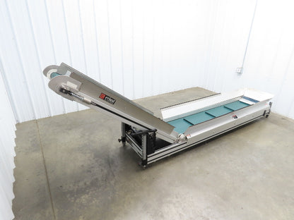 Crizaf LTCM Adj Incline Portable Parts Conveyor Cleated Belt 16"W 10' 9"L 90VDC