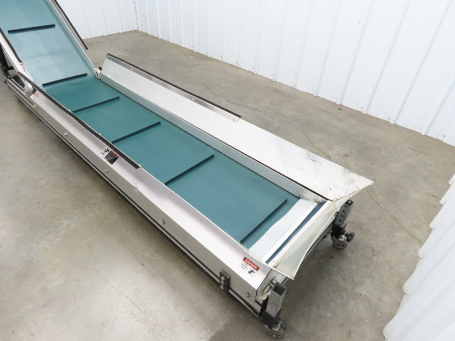 Crizaf LTCM Adj Incline Portable Parts Conveyor Cleated Belt 16"W 10' 9"L 90VDC