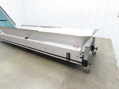 Crizaf LTCM Adj Incline Portable Parts Conveyor Cleated Belt 16"W 10' 9"L 90VDC