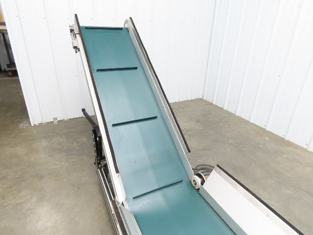 Crizaf LTCM Adj Incline Portable Parts Conveyor Cleated Belt 16"W 10' 9"L 90VDC