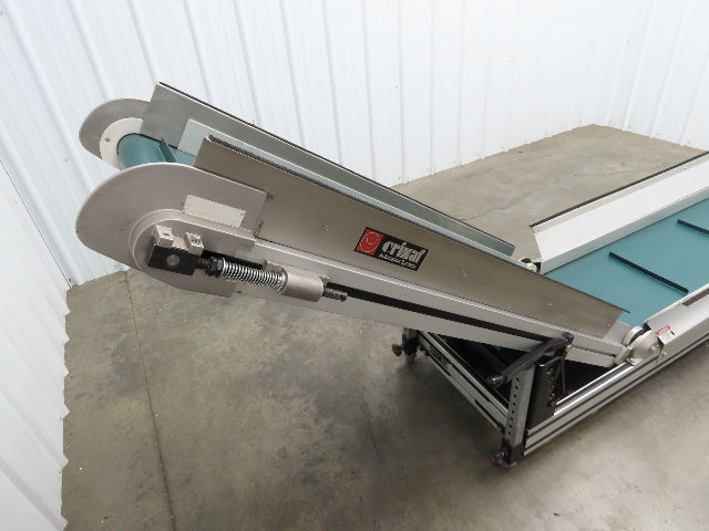 Crizaf LTCM Adj Incline Portable Parts Conveyor Cleated Belt 16"W 10' 9"L 90VDC