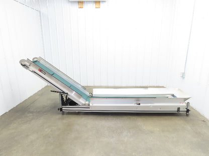 Crizaf LTCM Adj Incline Portable Parts Conveyor Cleated Belt 16"W 10' 9"L 90VDC