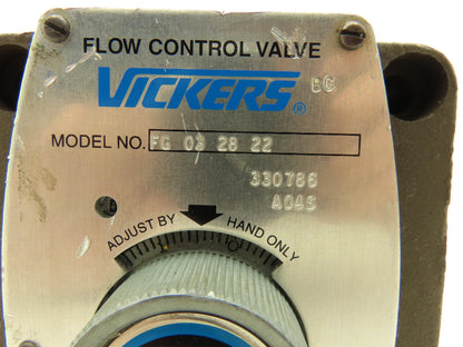 Vickers FG 03 28 22 Hydraulic Flow Control Valve Eaton Keyed- Key Missing