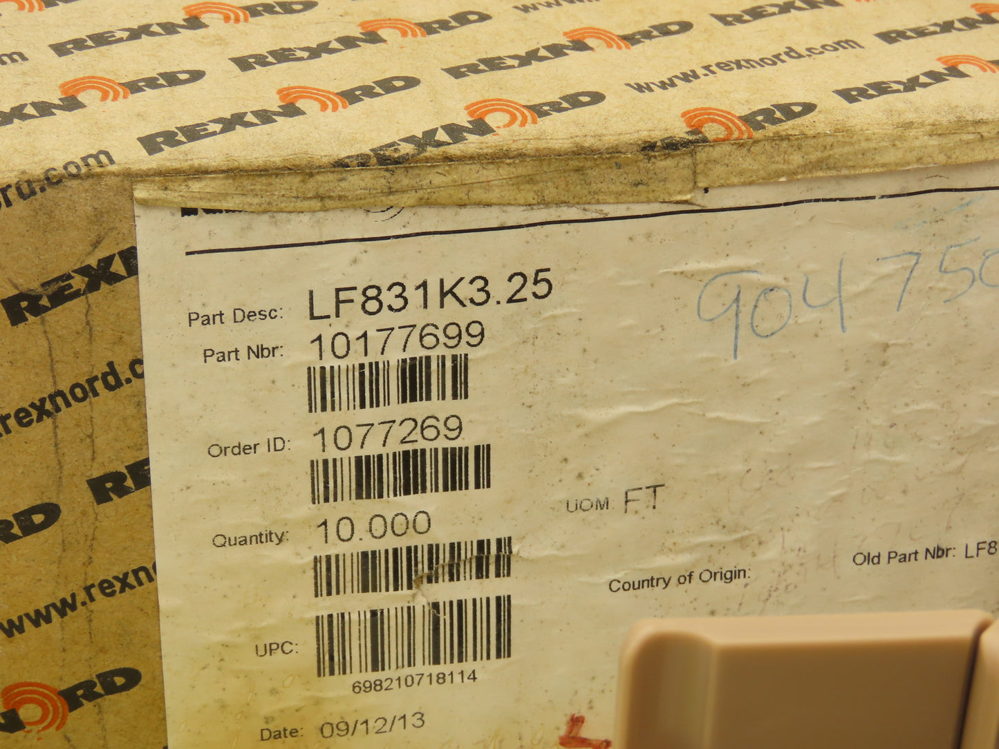 Rexnord LF831K3.25 Straight TableTop Conveyor Chain 3-1/4"x 10' Length