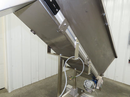 Helatec Held AG Stainless Incline Feed Conveyor 300mm Cleated Belt 64"L 230V 1PH