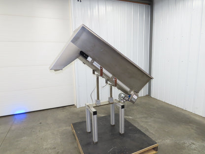 Helatec Held AG Stainless Incline Feed Conveyor 300mm Cleated Belt 64"L 230V 1PH